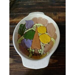 Vintage Hand Painted Vegetable casserole dish. Holland Mold company.